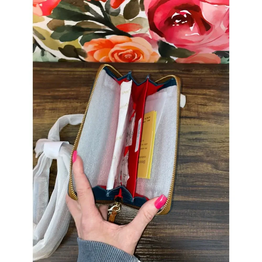 Dooney & Bourke Teal Pebble Leather Zip Around Crossbody Wallet NWT - Picture 4 of 12